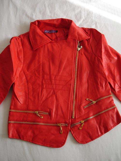 **Stunning Ladies Red Leather Look Biker Like Jacket with Funky Design***XL ONLY**BRAND NEW**