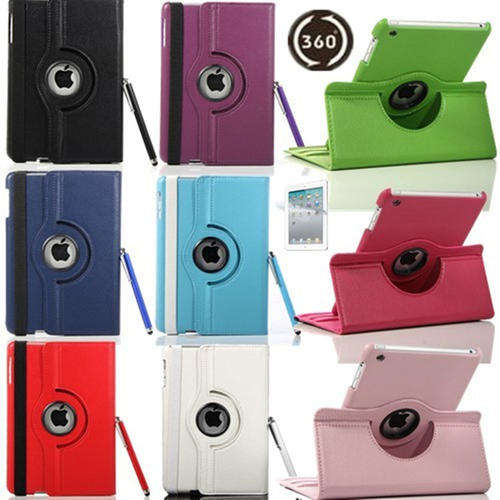 ***Apple iPad 2/3/4 360 Rotating PU Leather Stand Cover & Screen Protector***BLACK ONLY***