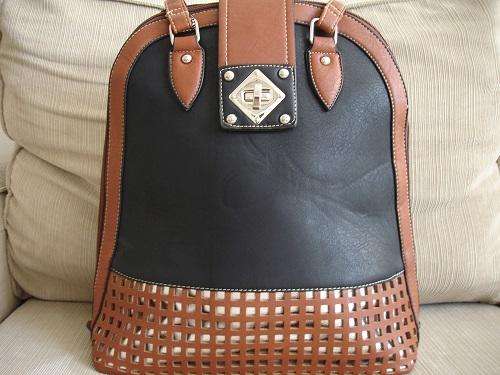 **Stunning Ladies Black/Tan/Brown PU Leather Bag***Handbag & Backpack***BRAND NEW**