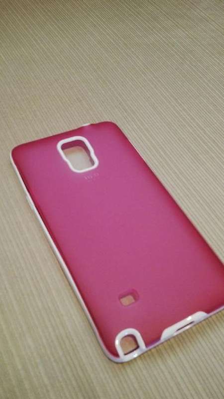 **Samsung Galaxy Note 4 TPU Soft Skin Back Cover With White Trim**Pink ONLY**Ultra Slim Cover**