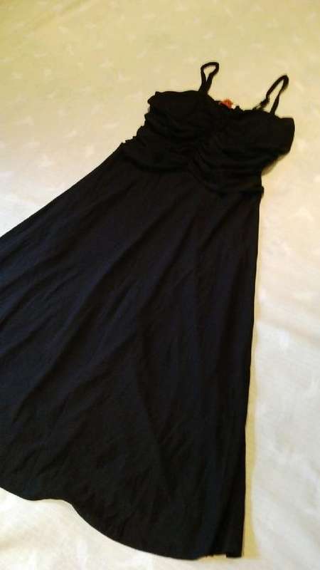 ***SUMMER SALE***Beautiful Ladies Silk Style Formal Strap Dresses***BLACK***L***BRAND NEW***