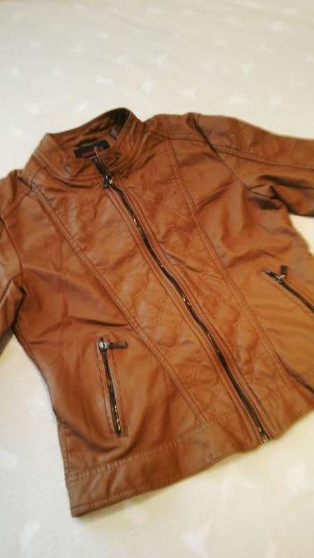 **Stunning Ladies Tan Leather Look Jacket with Funky Design**S, M, L, XL, XXL**BEAUTIFUL*2 STYLES*