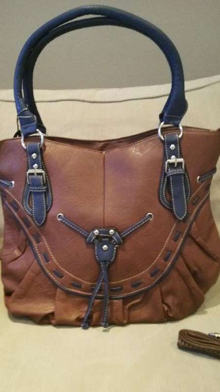 **NEW**Stunning Ladies TAN/BLUE PU Leather Handbag With Beautiful Detail & Design***LAST ONE***