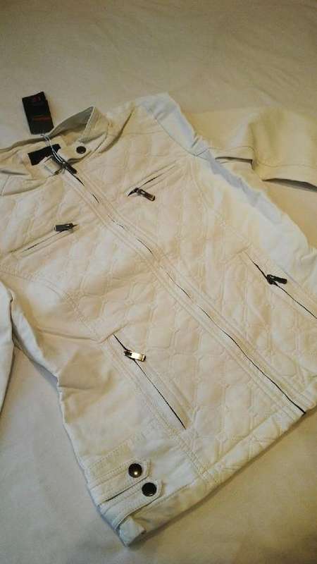 **NEW**Stunning Ladies White Leather Look Jacket with Funky Design*M, L, XL, XXL**SALE**