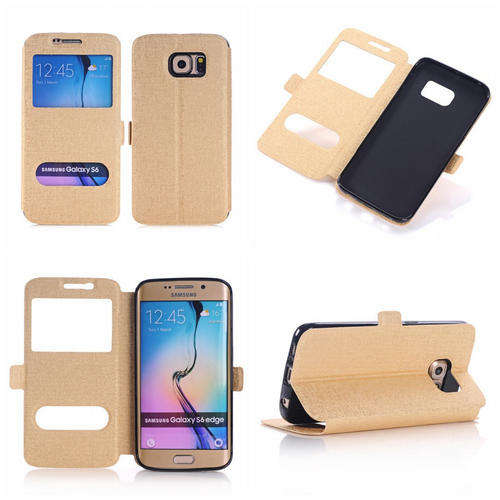 **Samsung Galaxy S6 EDGE Double Window Book Case Stand Covers with Magnet Clasp***Black, Purple**