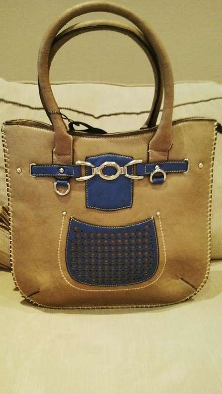 **NEW**Stunning Ladies Brown/Blue PU Leather Handbag With Beautiful Detail & Design***BRAND NEW**