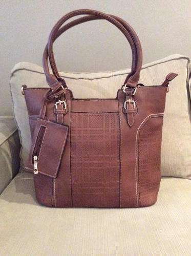 **NEW**Beautiful Ladies 3pc TAN PU Leather Handbag With Stunning Detail & Design**BRAND NEW**