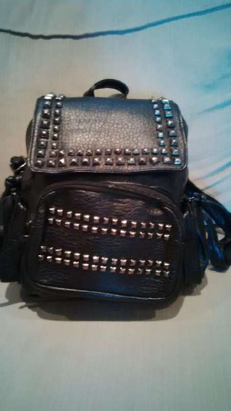 **NEW**Stunning Ladies Black PU Leather Back Pack Bag With Beautiful Studded Detail***BRAND NEW**