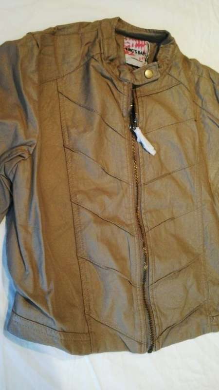 **Stunning Ladies BEIGE Leather Look Biker Style Crop Jacket**L, XL, XXL, XXXL**BEAUTIFUL*BRAND NEW*
