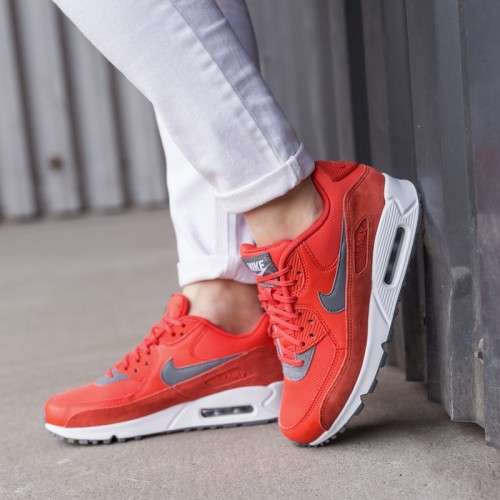 **ORIGINAL Ladies Nike Air Max 90**325213-801**Suede/Orange/Grey**Woman's Running Shoes Sneakers**