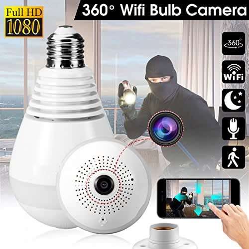 **WI-FI Wireless Two-Way Intercom 360° HD Panoramic IP Bulb Camera & Light, Support SD Card**