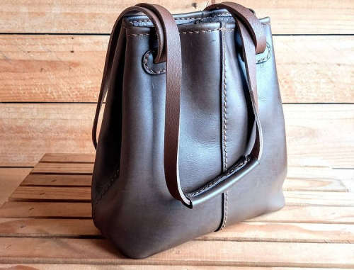 Genuine Leather Bag - Versa Strap Tote - Brown - Medium