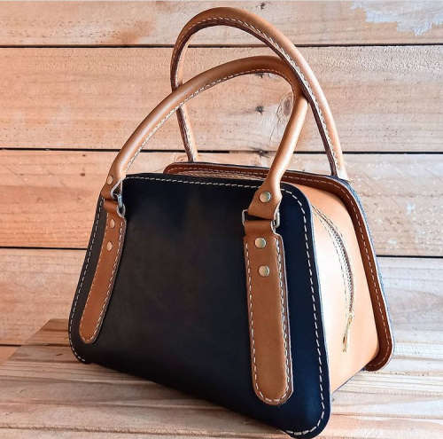 GENUINE LEATHER BAG - TAYLOR - BLACK/TAN