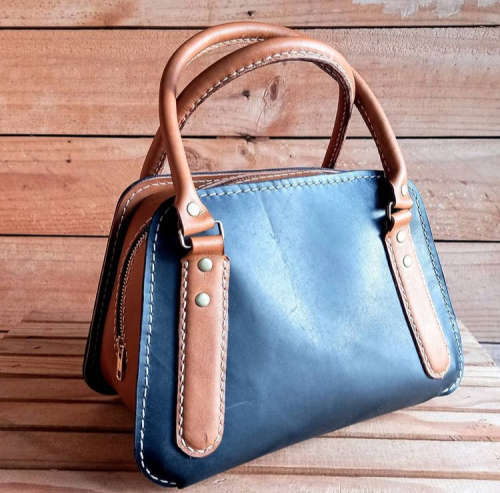 GENUINE LEATHER BAG - TAYLOR - BLACK/TAN