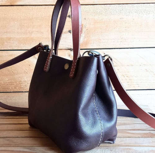 GENUINE LEATHER STRAP TOTE - MIDI