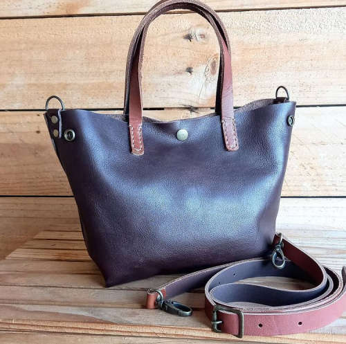 GENUINE LEATHER STRAP TOTE - MIDI