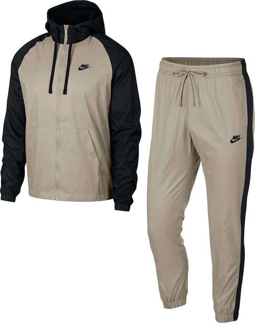 Original Mens Nike 2 Piece NSW Track Suit - CD9245-013 - Medium - BEIGE/BLACK - Brand New