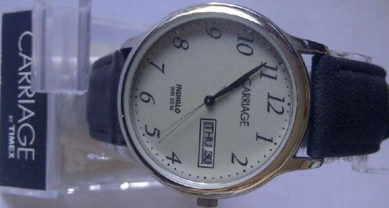 CARRIAGE by TIMEX Classic Black Leather Ladies Watch