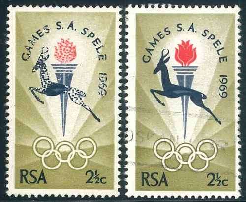 South Africa 1969 "SA Games" single 2 1/2c stamp with Stunning Variety