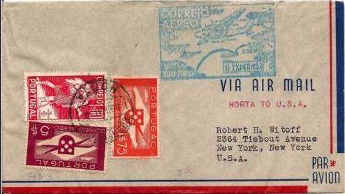 HORTA TO NEW YORK FIRST FLIGHT(FAM 18-3) 1939-SCARCE