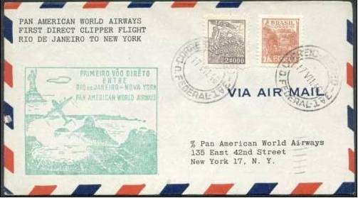 PAN AMERICAN AIRWAYS FIRST DIRECT CLIPPER FLIGHT RIO DE JANEIRO-NEW YORK 1946