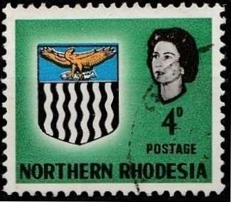 NORTHERN RHODESIA SG79/SACC79 USED WITH VARIETY UPWARD SHIFT OF BLUE OUT OF BOX