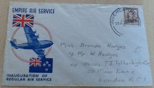EMPIRE AIR SERVICE FIRST REGULAR AIR SERVICE NEW ZEALAND -LONDON DATED 26/7/38.