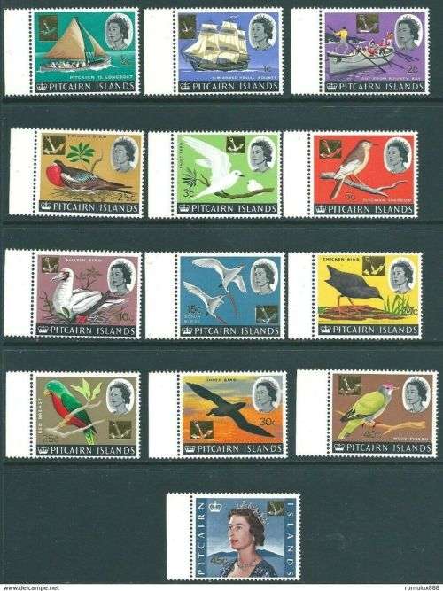 PITCAIRN ISLANDS 1967 MHN SET and VARIETY SG 78v3-( WHITE SPOT ON BRANCH)-SCARCE
