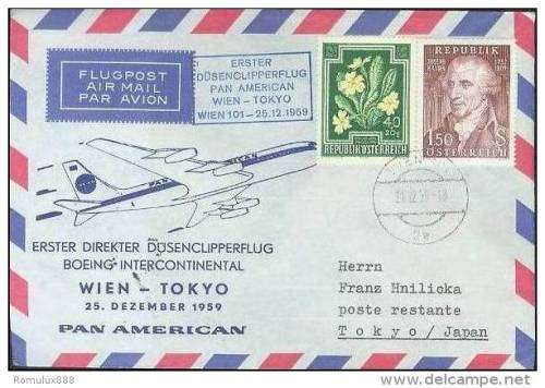 PAN AMERICAN AIRLINES VIENNA -TOKYO 1959