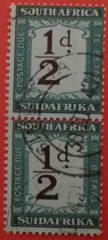 POSTAGE DUE 1932-1942 USED 1/2d PAIR SHIFT OF VALUE TO LEFT