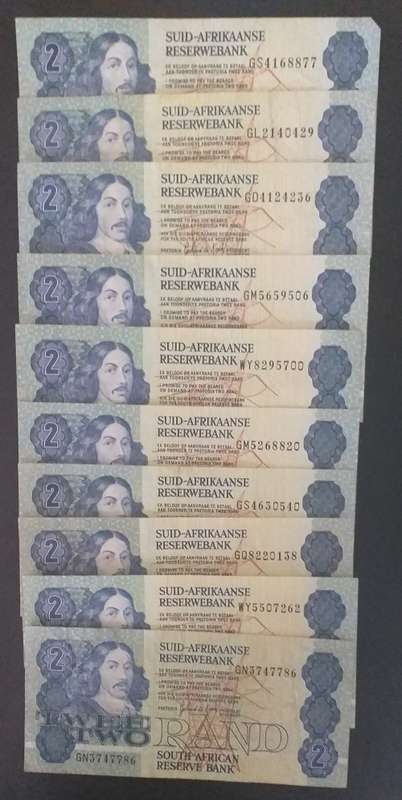 SOUTH AFRICAN R2 NOTES X10 SOLD AS 1 LOT