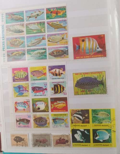 IDEAL ALBUM 8 DOUBE PAGES MOSTLY FISH RELATED FDCS AND STAMPS ALBUM INCLUDED