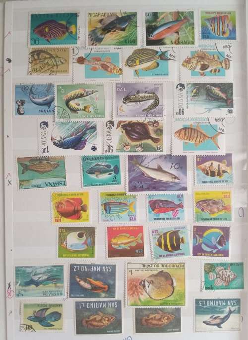 IDEAL ALBUM 8 DOUBE PAGES MOSTLY FISH RELATED FDCS AND STAMPS ALBUM INCLUDED