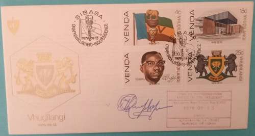VENDA 1979 INDEPENDENCE OFFICIAL FDC 1 SIGNED BY PRESIDENT MPHEPHU WITH CACHET-SCARCE