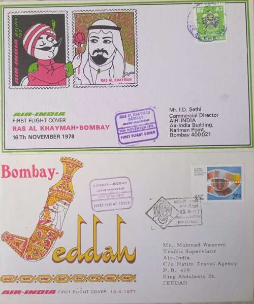 2X AIR INDIA FLIGHT COVER 1977/78-SEE SCANS