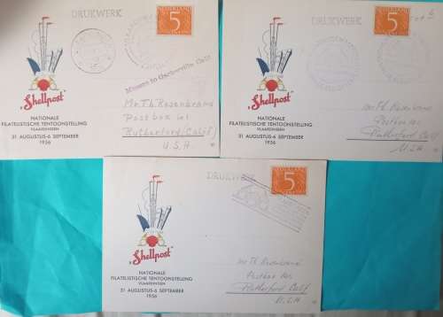NETHERLANDS X3 SHELL OIL POST CARDS 1956