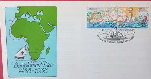 SWA BARTOLOMEU DIAS FDC FLOWN WITH AIR PORTUGAL 1987
