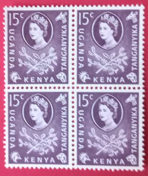 KUT 1960 15c SG185a `SERIF` ON `Y` VARIETY BLOCK 4 MNH UNMOUNTED MINT