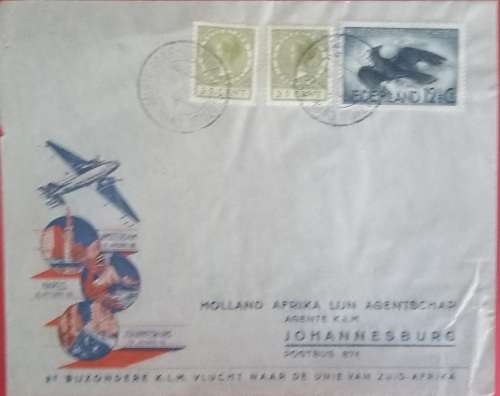 FIRST FLIGHT KLM  AMSTERDAM -JOHANNESBURG 1940