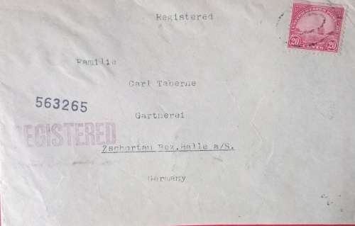 REGISTERED COVER SENT IN 1931 FROM GERMANY BUT HAS A USA STAMP THEN SENT TO USA