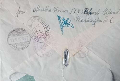 REGISTERED COVER SENT IN 1931 FROM GERMANY BUT HAS A USA STAMP THEN SENT TO USA