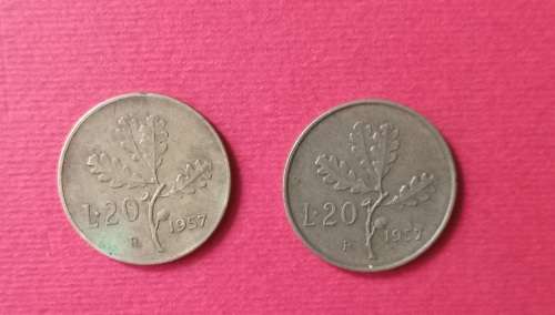 ITALY 20 LIRA X2 1957