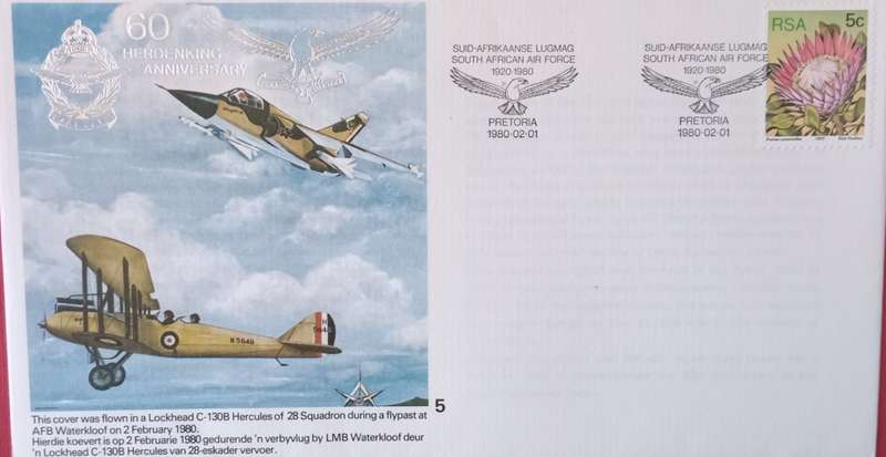 60TH ANNIVERSARY OF SA AIR FORCE FDC 1980