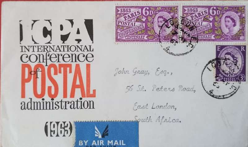 1963 ICPA Conference Postal Administrations Paris FDC WITH 3D PERFIN STAMP SCARCE ON COVER
