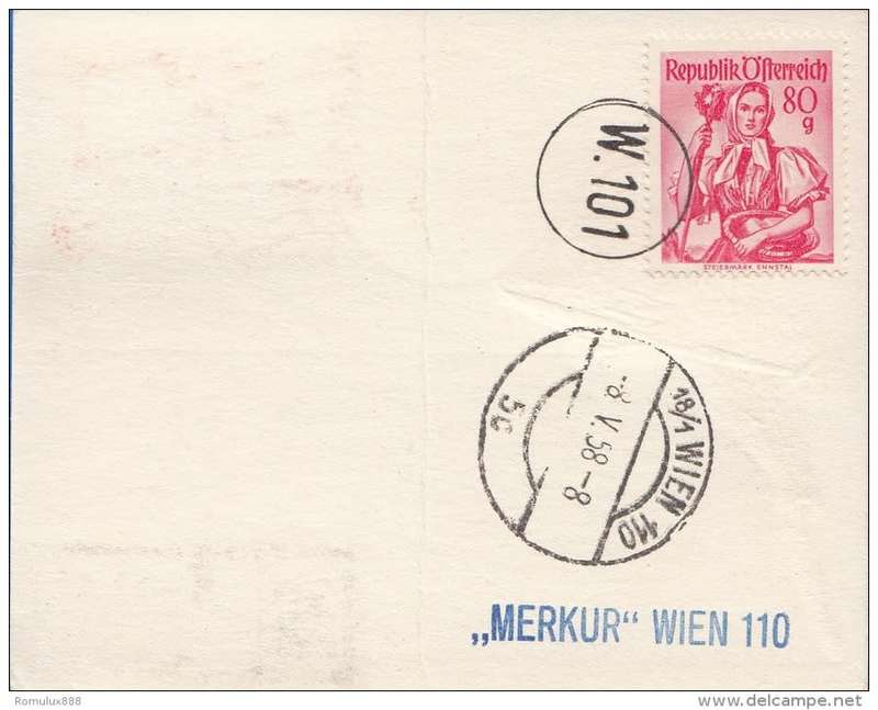 AUSTRIAN AIRLINES (AUA) 1958 FIRST FLIGHT AFTER 20 YEARS FROM VIENNA-LONDON CARD