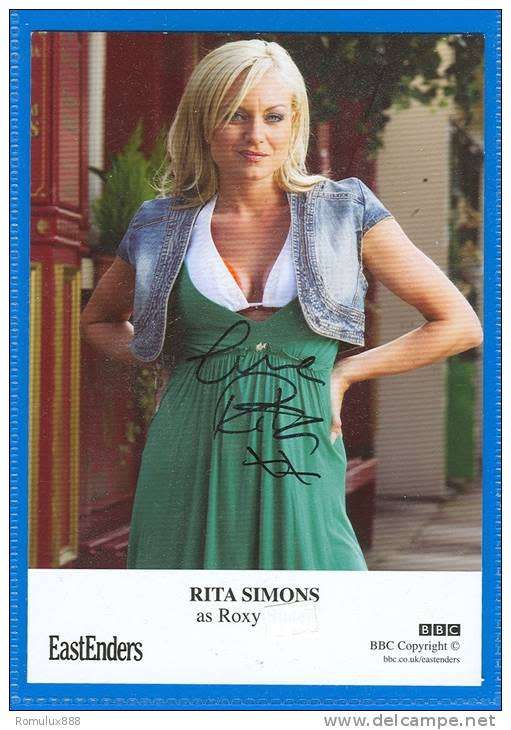 RITA SIMONS (ROXY MITCHELL) SIGNED BBC EASTENDERS CARD