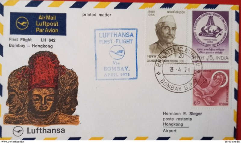LUFTHANSA LH 642 FIRST FLIGHT BOMBAY -HONG KONG 1971