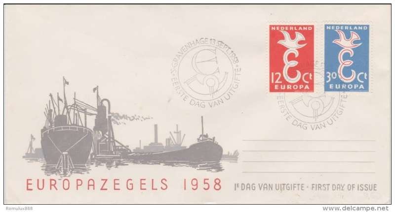 NETHERLANDS #E35 FDC EUROPAZEGELS 1958