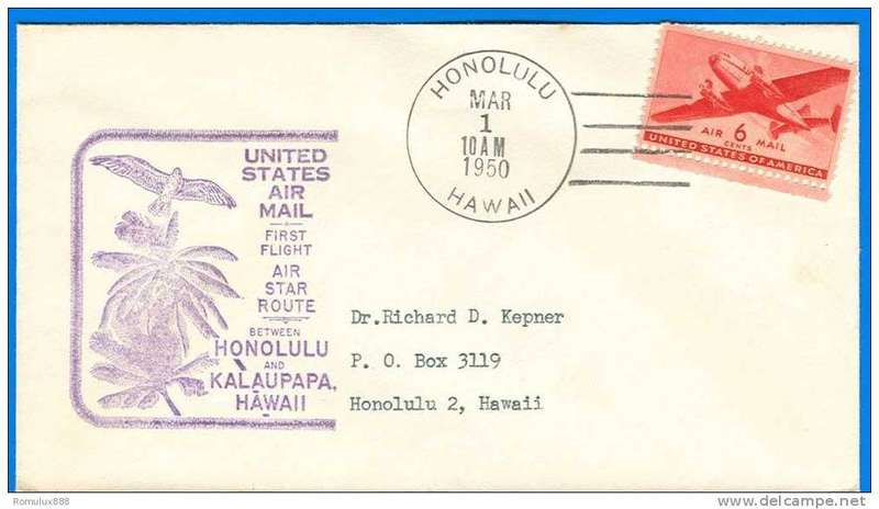 AIR STAR ROUTE FIRST FLIGHT HONOLULU TO KALAUPAPA 1950