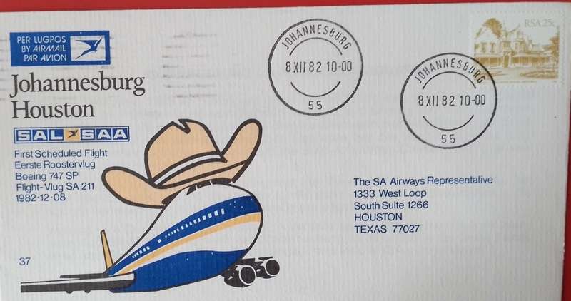 SAA FLIGHT COVER 1982 #37